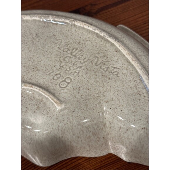 Vintage Valley Vista California Pottery Leaf Dish With Lid Pink And Cream - Picture 9 of 14